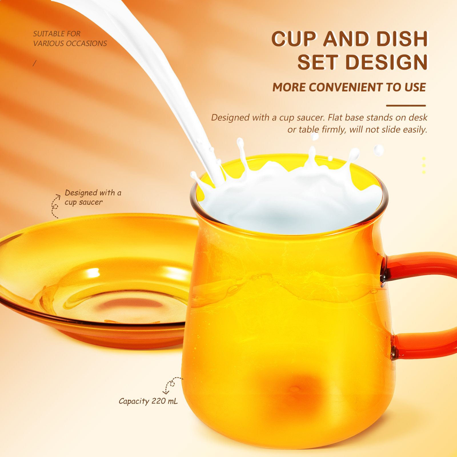 Coffee Tea Drink - 1Set Glass Coffee Cup and Saucer