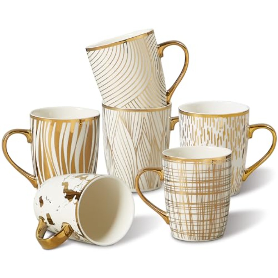 Coffee Tea Hot - Coffee Mugs 18oz - Gold-Plated Ceramic