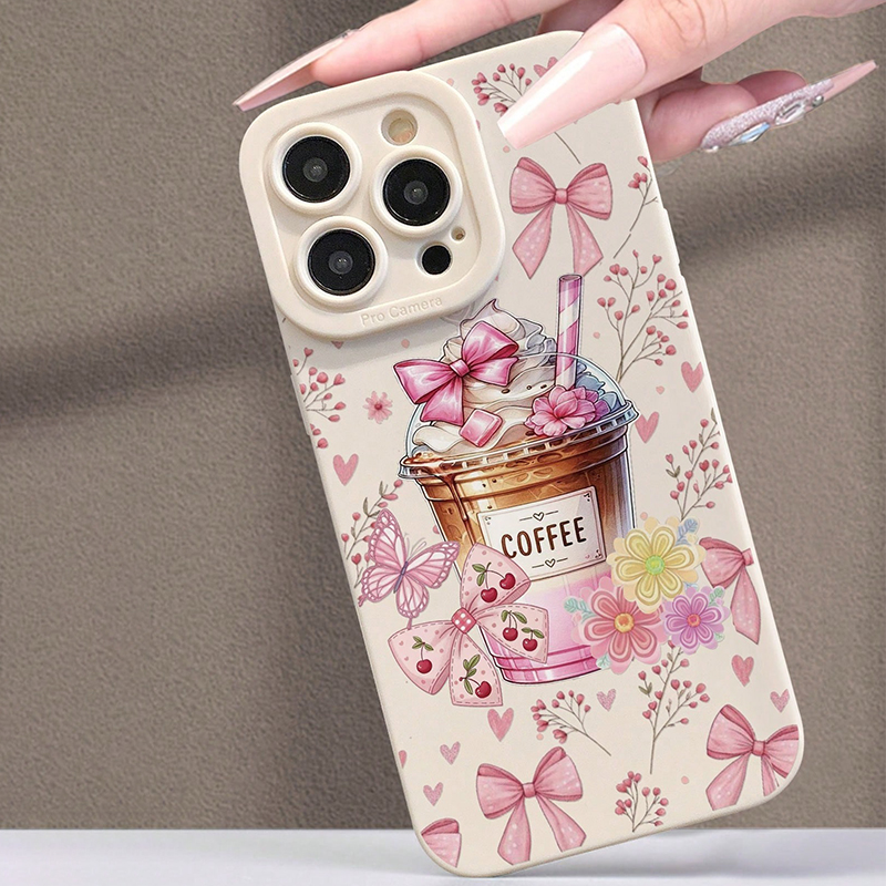 Pink Bow Coffee Pattern Milk T - Coffee Plus Tea avaliação e preço