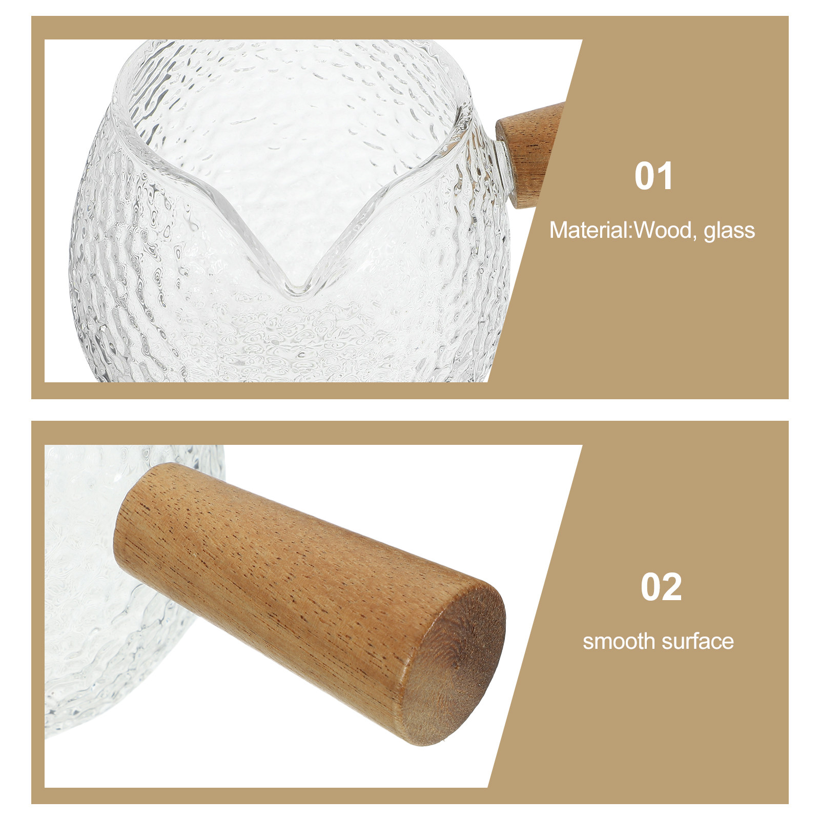 Wooden Handle Glass Milk Pitch - Coffee Tea Hot avaliação e preço