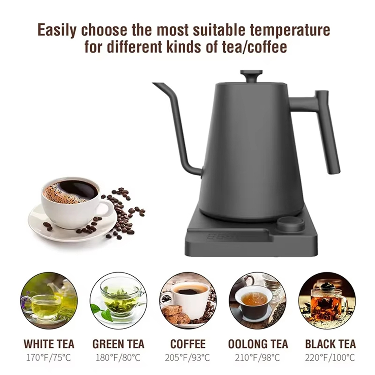 FZFZ Gooseneck Electric Kettle - Coffee Tea Uk avaliação e preço