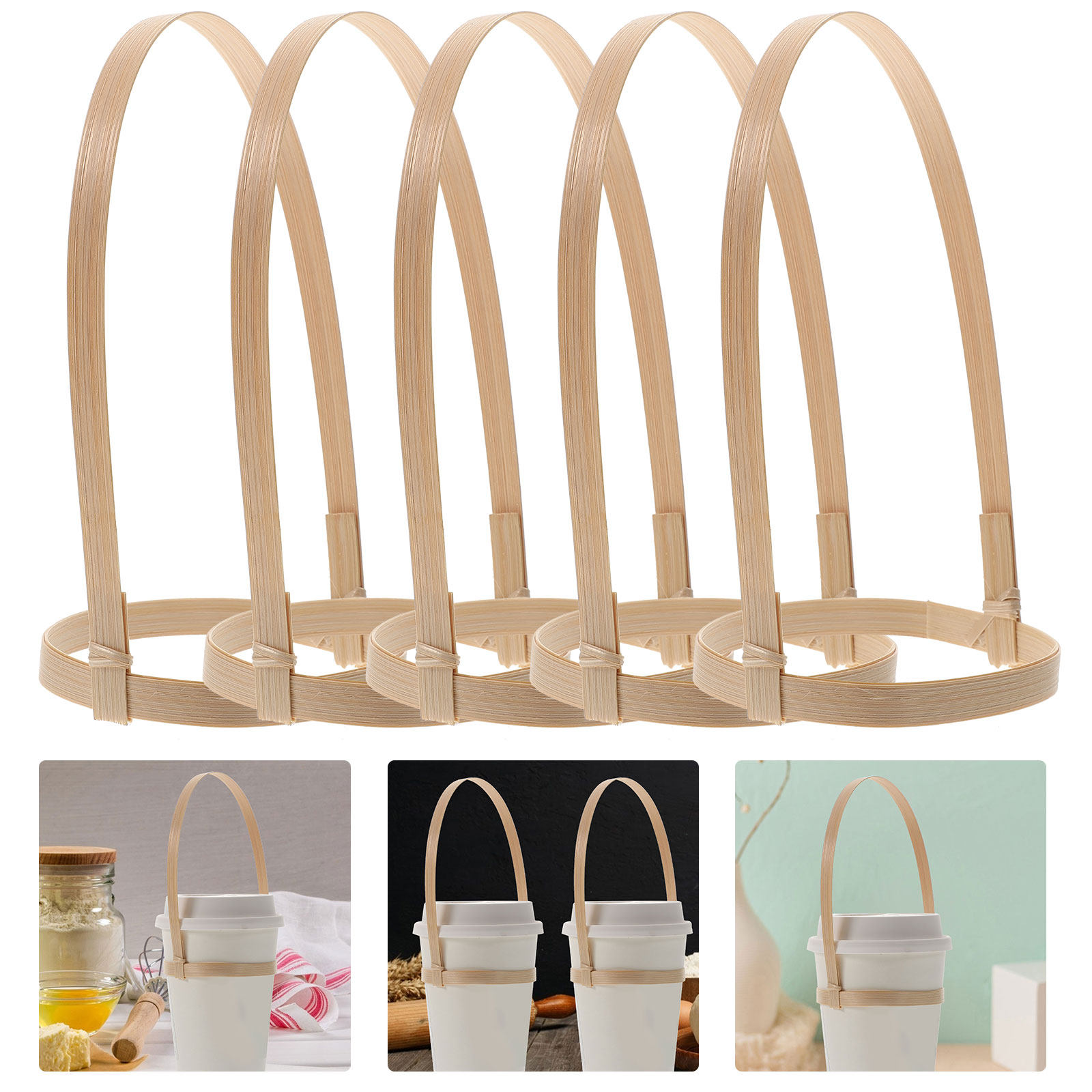10Pcs Bamboo Drink Cup Carrier - Coffee Tea Drink avaliação e preço
