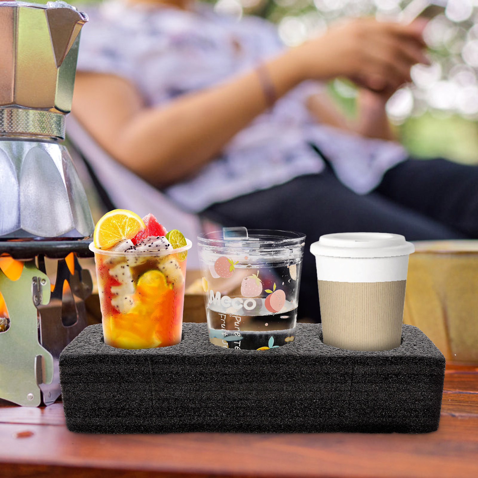 3-Hole Portable Milk Tea Cup H - Coffee Tea Drink avaliação e preço