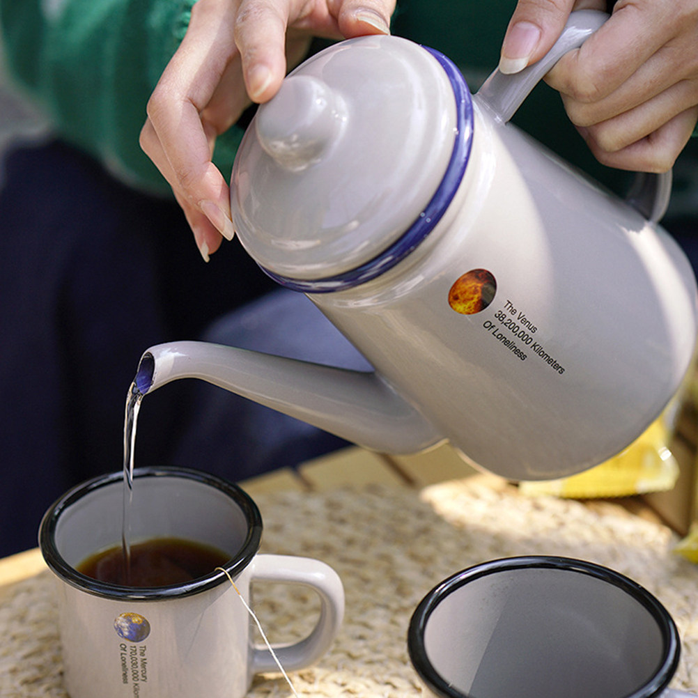 Handled Enamel Coffee Pot Prof - Water Tea And Coffee avaliação e preço