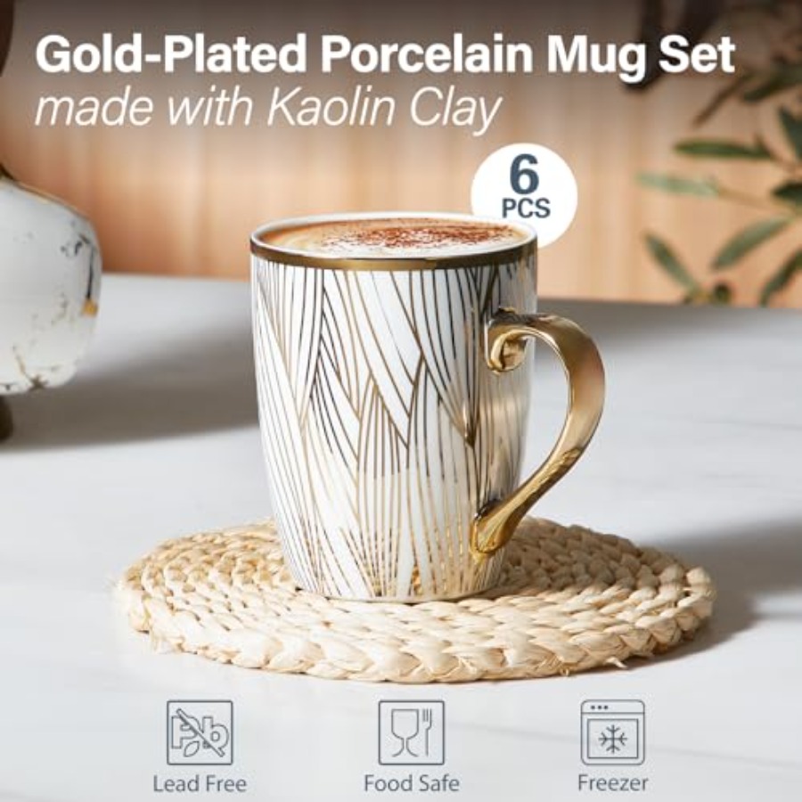 Coffee Mugs 18oz - Gold-Plated - Coffee Tea Hot avaliação e preço